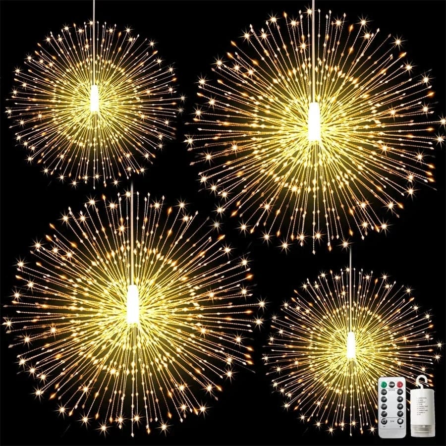 Fire Works String Light, 120 LED Copper Wire Firework Lights, Battery Operated Fairy String Lights with Remote, Waterproof Starburst Firework Garland String Lights Fire Works String Light, 120 LED Copper Wire Firework Lights, Battery Operated Fairy String Lights with Remote, Waterproof Starburst Firework Garland String Lights